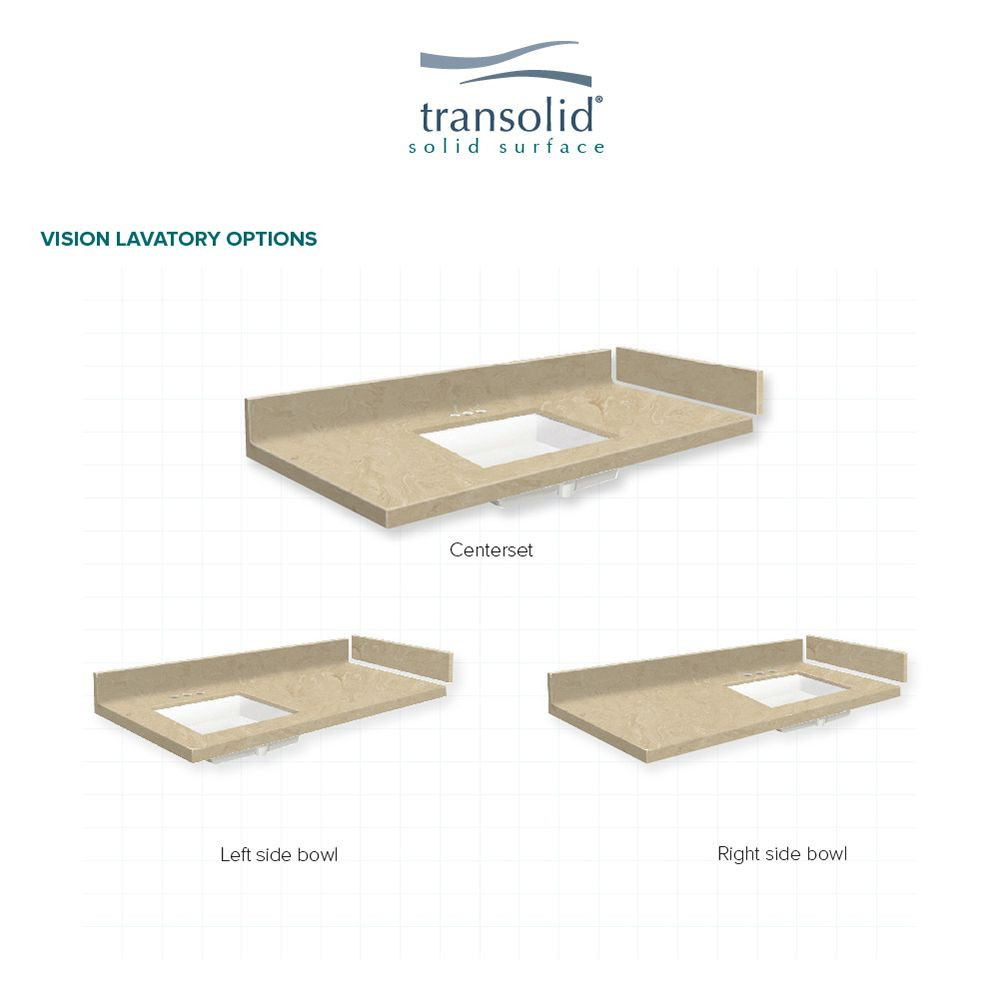 49 in. W x 22.25 in. D Solid Surface Vanity Top in Almond Sky with 4in Centerset and Rectangular Undermount Sink