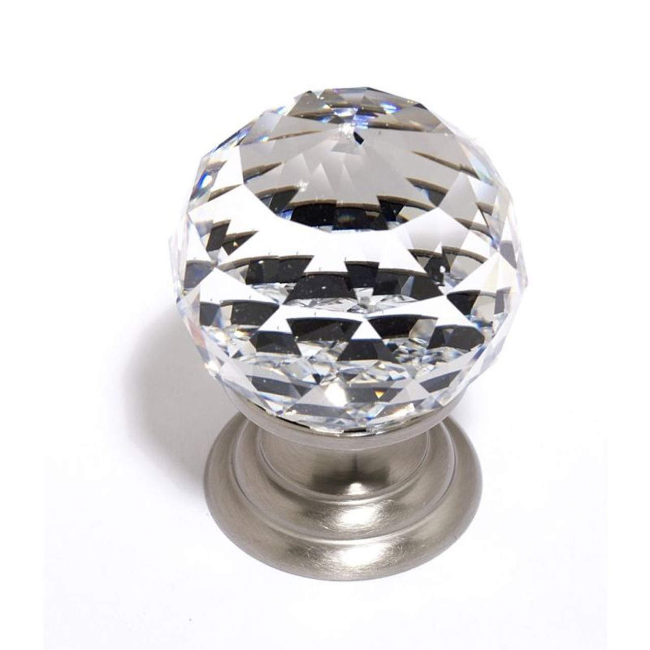Alno Crystal C210-CLR/SN Traditional Knob in Satin Nickel