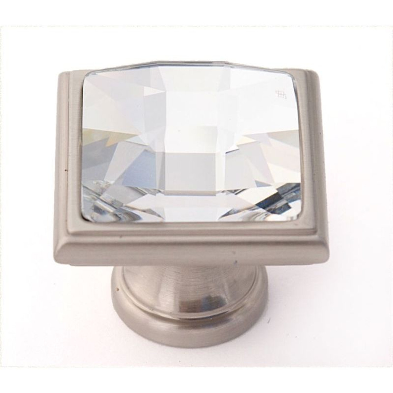 Alno Crystal C212-CLR/SN Traditional Knob in Satin Nickel