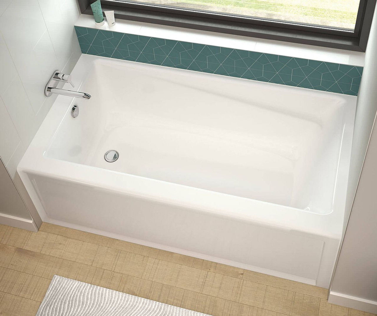 105520-R-000-001 60in x 32in x 18in Rectangular Acrylic Alcove Soaking Bathtub with Right Hand Drain, Integrated Tiling Flange and Skirt, in White 105520-R-000-001 60in x 32in x 18in Rectangular Acrylic Alcove Soaking Bathtub with Right Hand Drain, Integrated Tiling Flange and Skirt, in White
