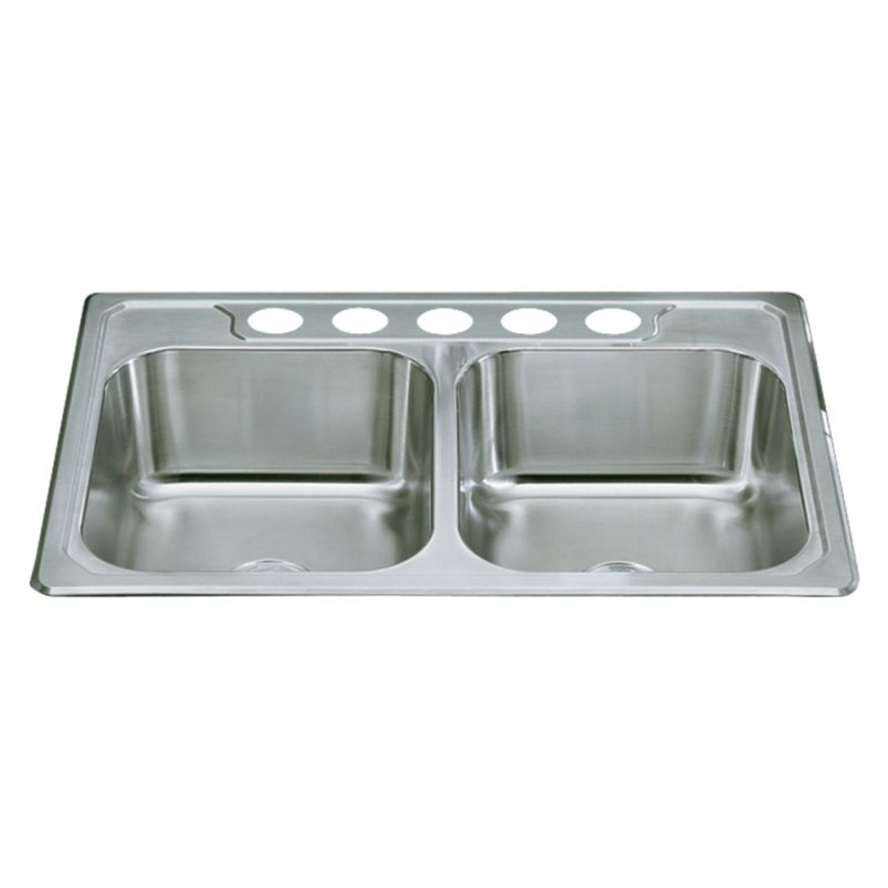 Stainless Steel Double Equal Kitchen Sink 33-in W x 22-in L in Satin Stainless Steel Double Equal Kitchen Sink 33-in W x 22-in L in Satin
