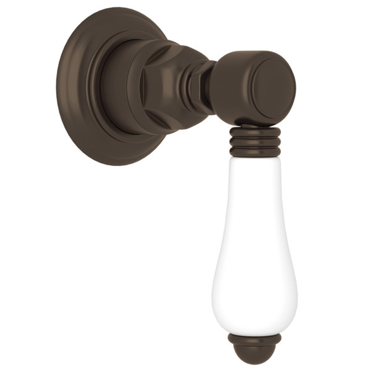 Rohl A4912LPTCBTO Trim for Volume Control and 4-Port Dedicated Diverter with White Porcelain Lever Handle, Tuscan Brass