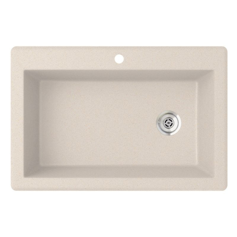 25-in D x 22-in W x 9.5-in H Granite Dual Mount Single Bowl Kitchen Sink with 1-Hole in Granito