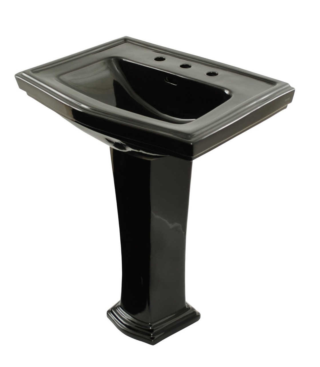 Clayton LPT780.8#51 27-in Pedestal Bathroom Sink with 3 Faucet Holes Drilled and Overflow, Pedestal Included in Ebony Clayton LPT780.8#51 27-in Pedestal Bathroom Sink with 3 Faucet Holes Drilled and Overflow, Pedestal Included in Ebony