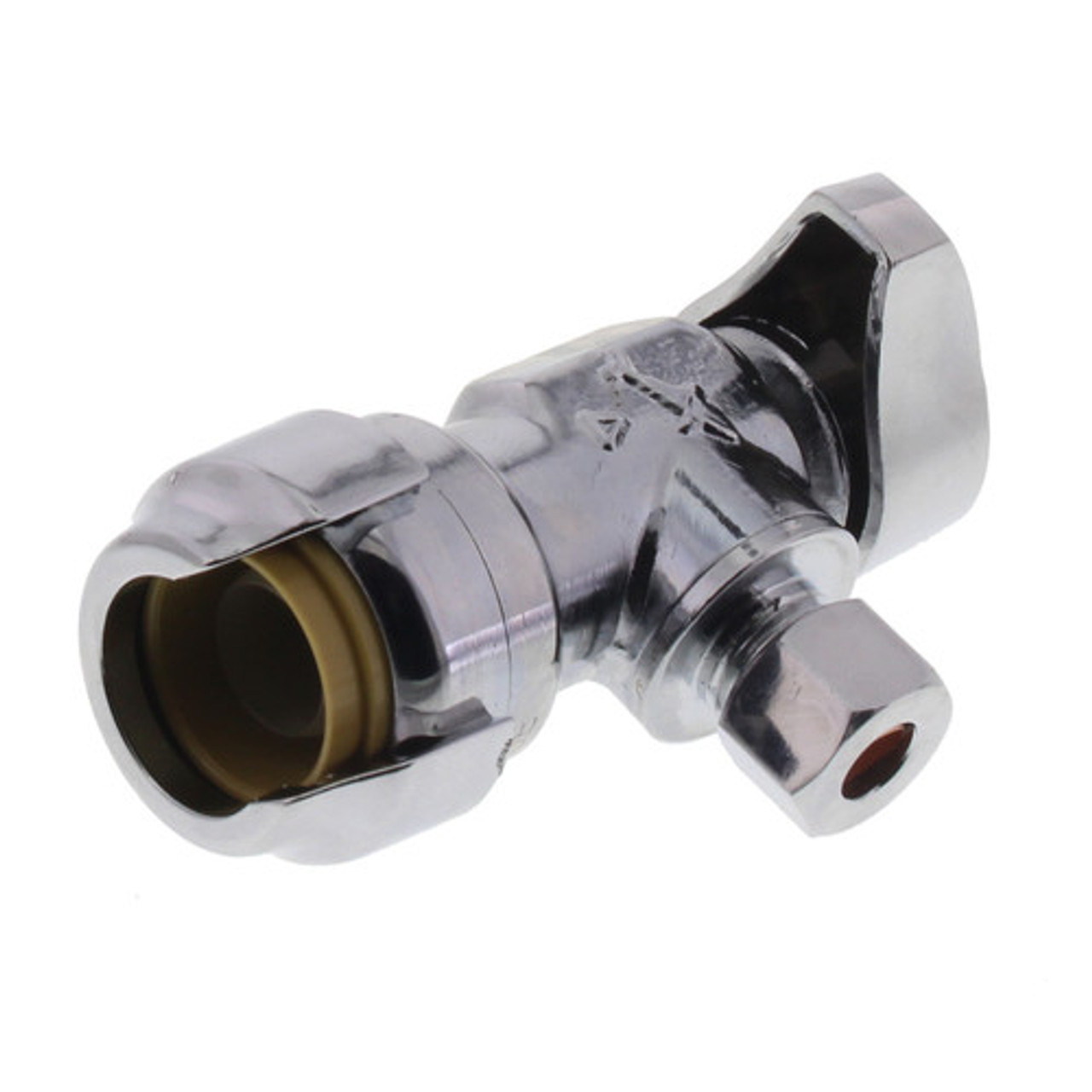 1/2" x 1/4" Compression Lead Free Angle Stop in Chrome Plated Finish 1/2" x 1/4" Compression Lead Free Angle Stop in Chrome Plated Finish