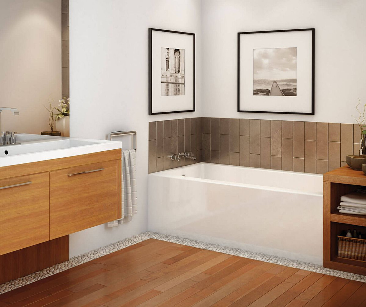 60in x 30in x 18in Rectangular Acrylic Alcove Soaking Bathtub with Left Hand Drain, Integrated Tiling Flange and Skirt, in White 60in x 30in x 18in Rectangular Acrylic Alcove Soaking Bathtub with Left Hand Drain, Integrated Tiling Flange and Skirt, in White