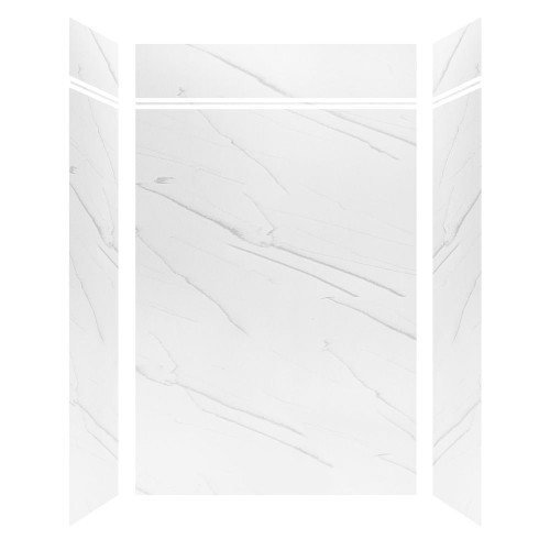 LWKX60368412-181 Lusso 60-in x 36-in x 84/12-in Glue To Wall 6-Piece Transition Shower Wall Kit, Palladio White