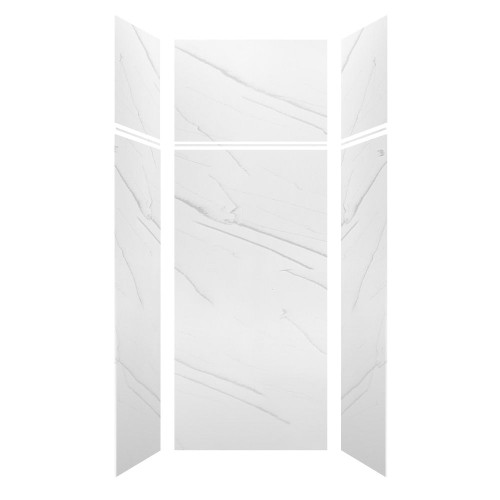 Transolid LWKX36367224-181 Lusso 36-in x 36-in x 72/24-in Glue To Wall 6-Piece Transition Shower Wall Kit, Palladio White
