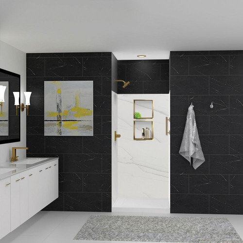 LWK363672-181 Lusso 36-in x 36-in x 72-in Glue to Wall 3-Piece Shower Wall Kit, Palladio White