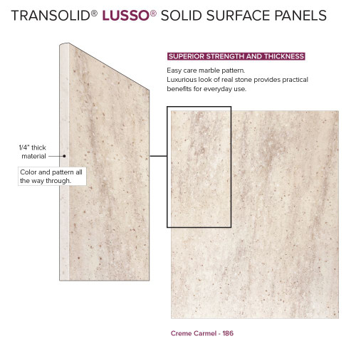 LW4872-185 Lusso 48-in x 72-in Glue to Wall Wall Panel, Creme Carmel