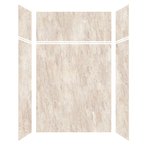 Transolid LWKX60367224-185 Lusso 60-in x 36-in x 72/24-in Glue To Wall 6-Piece Transition Shower Wall Kit, Creme Carmel