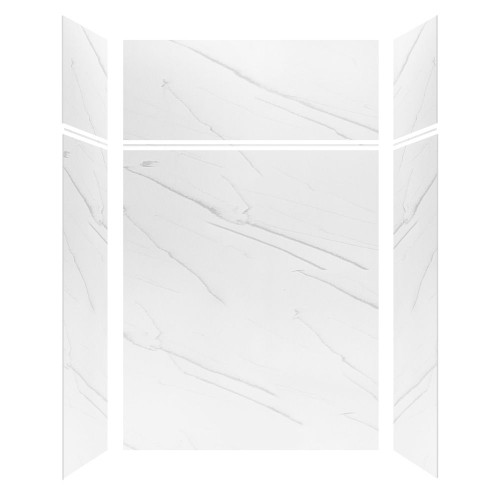 Transolid LWKX60367224-181 Lusso 60-in x 36-in x 72/24-in Glue To Wall 6-Piece Transition Shower Wall Kit, Palladio White