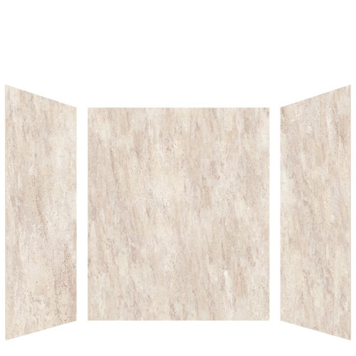 Transolid LWK606072-185 Lusso 60-in x 60-in x 72-in Glue to Wall 3-Piece Shower Wall Kit, Creme Carmel