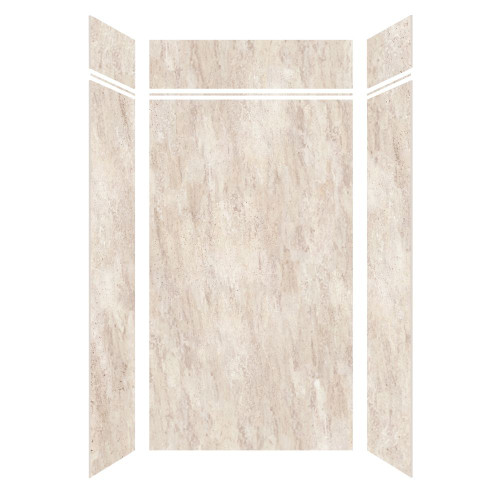 Transolid LWKX48368412-185 Lusso 48-in x 36-in x 84/12-in Glue To Wall 6-Piece Transition Shower Wall Kit, Creme Carmel
