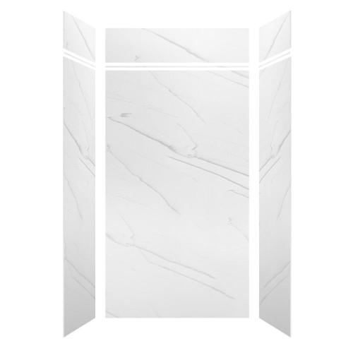 LWKX48368412-181 Lusso 48-in x 36-in x 84/12-in Glue To Wall 6-Piece Transition Shower Wall Kit, Palladio White