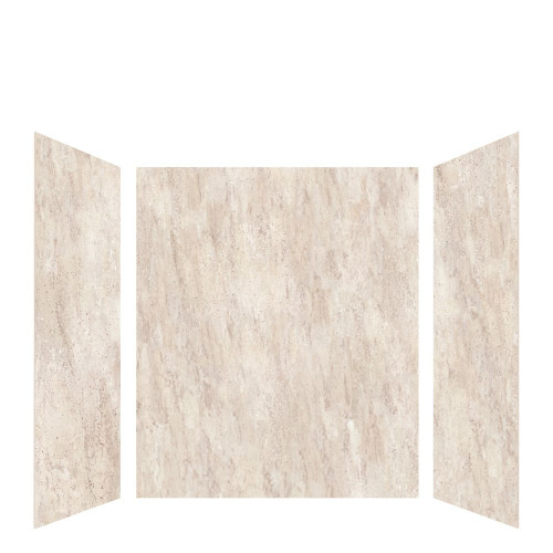 Transolid LWK604872-185 Lusso 60-in x 48-in x 72-in Glue to Wall 3-Piece Shower Wall Kit, Creme Carmel