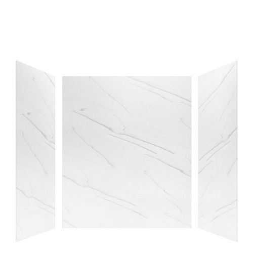 Transolid LWK604872-181 Lusso 60-in x 48-in x 72-in Glue to Wall 3-Piece Shower Wall Kit, Palladio White