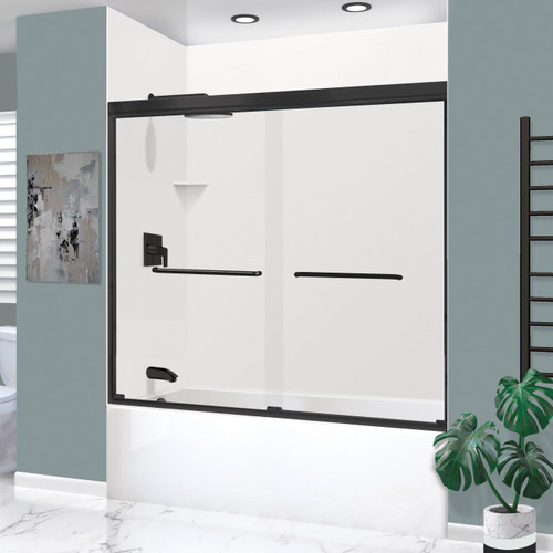 KTAE6036L-31MB 60-in x 36-in x 92-in 6-Piece Glue-on Expressions Shower/Tub Kit with Door and Accessories, White/Matte Black