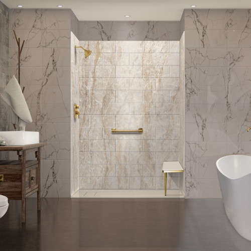 PPWK603696-62 Prodigy Plus 60-in x 36-in x 96-in Shower Wall Kit, Aztec (8-in x 16-in Horizontal Tile Pattern with Stone Color)