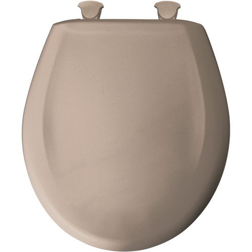 Plastic Round Slow-Close Toilet Seat in Fawn Beige