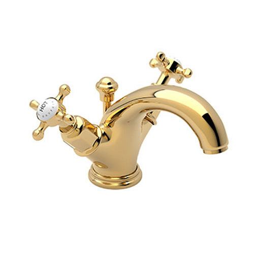Bathroom Faucet and Metal Cross Handles in English Gold
