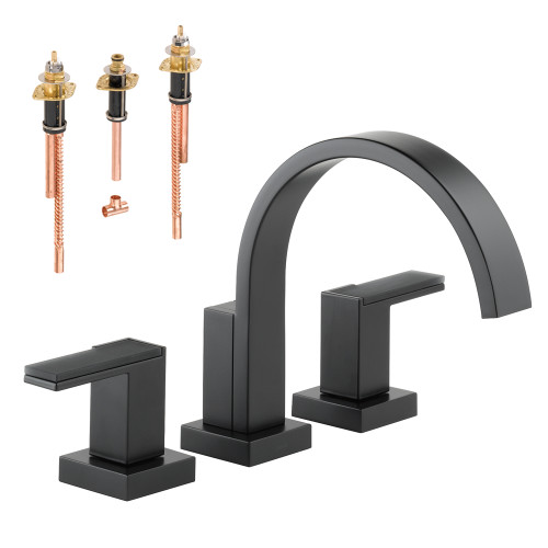 Roman Tub Trim Kit with Handles and Solar Gray Glass Accents in Matte Black