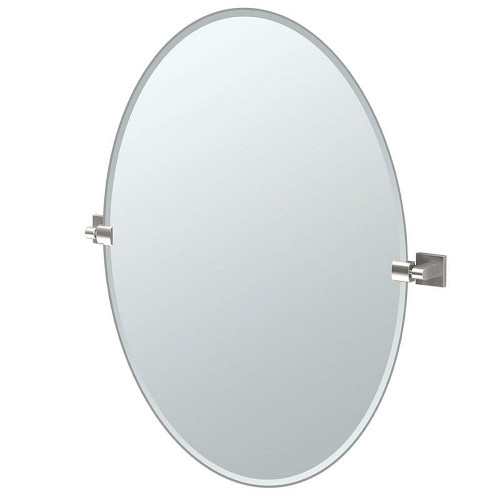 Gatco 4079LG 28-1/2in Oval Beveled Wall Mounted Mirror with Accents in Satin Nickel