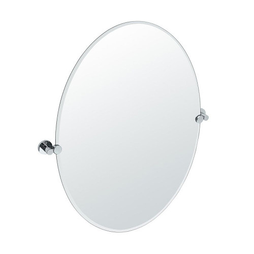 Channel Large Oval Beveled Tilting Wall Mirror in Chrome