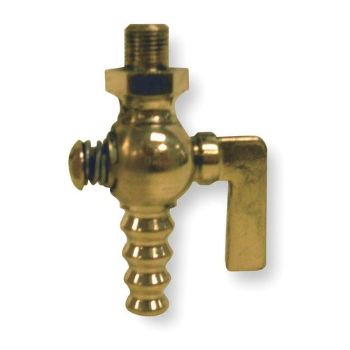1/8-in Brass Air Cock, Spring Bottom Type, MNPT Hexagon Shoulder x Barb Connection Type