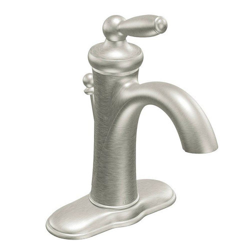Moen 6600BN Single Handle Single Hole Bathroom Faucet in Brushed Nickel