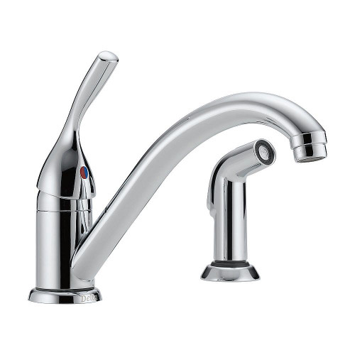 Delta 175-DST Single Handle Kitchen Faucet with Spray in Polished Chrome