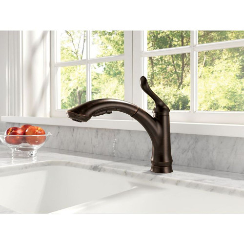 Delta 4353-RB-DST Linden Single Handle Water Efficient Pull-Out Kitchen Faucet in Venetian Bronze