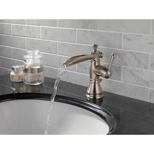 Delta 598LF-SSMPU Single Handle Lavatory Faucet with Channel Spout - Metal Pop-Up in Brilliance Stainless