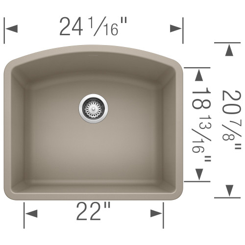 24" Undermount Single Bowl Kitchen Sink in Concrete Gray