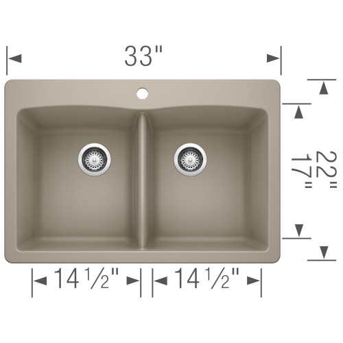 50/50 Double Bowl Dual Mount Kitchen Sink in Truffle