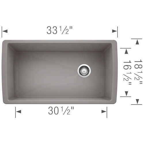 18.5-In X 33.5-In Single-Basin Granite Undermount Residential Kitchen Sink in Metallic Gray