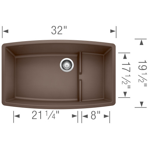 19.5-In X 32-In Single-Basin Granite Undermount Residential Kitchen Sink in Cafe Brown