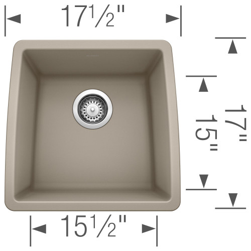 17-In X 17.5-In Single-Basin Granite Undermount Residential Kitchen Sink in Truffle