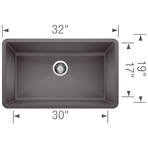 32" Super Single Bowl Kitchen Sink in Cinder
