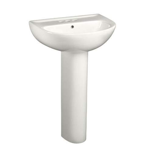 24 Two-Piece Lavatory and Pedestal with Three Faucet Holes (4 Centers) in White