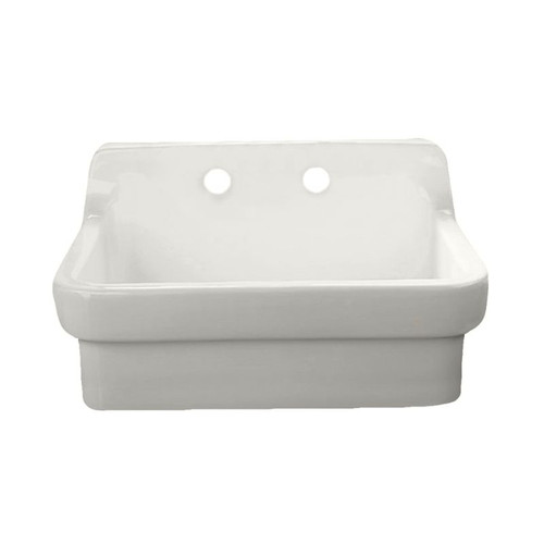 Kitchen Sink with High Backsplash aand 8 CC for Wall Mounted Faucet in White