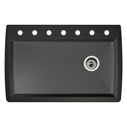 22-In X 33.5-In Single-Basin Granite Drop-In Or Undermount 7-Hole Residential Kitchen Sink in Anthracite