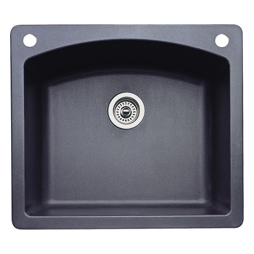 22-In X 25-In Single-Basin Granite Drop-In Or Undermount 2-Hole Residential Kitchen Sink in Anthracite