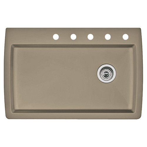 22-In X 33.5-In Single-Basin Granite Drop-In Or Undermount 5-Hole Residential Kitchen Sink in Truffle