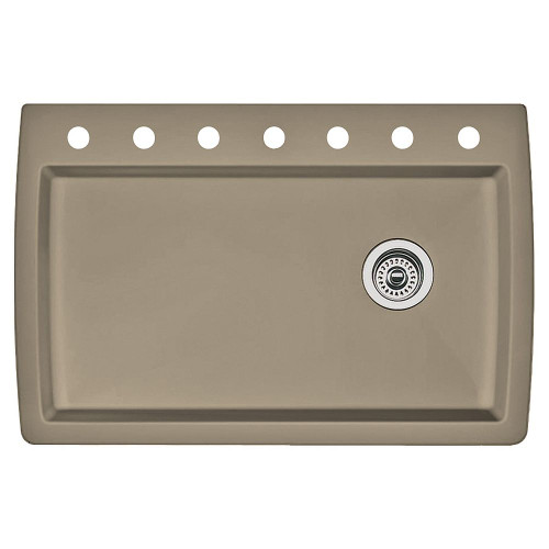 22-In X 33.5-In Single-Basin Granite Drop-In Or Undermount 7-Hole Residential Kitchen Sink in Truffle