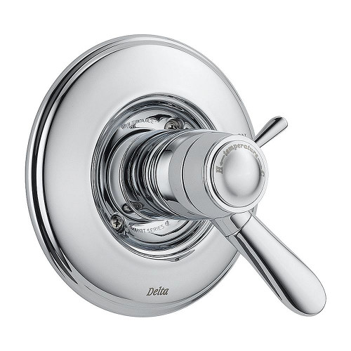 Delta T17T038 Dual Function Thermostatic Valve Trim with Integrated Volume Control Less Rough-in in Polished Chrome