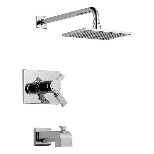 Dual Function Pressure Balanced Thermostatic Bath and Shower Trim with Internal Volumn Control Less Rough-in in Polished Chrome