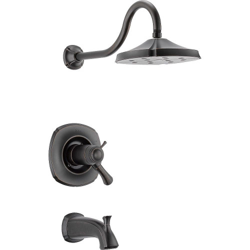 Delta T17T492-RB Dual Function Pressure Balanced Bath and Shower Trim with H2Okinetic Shower Head and Integrated Volume Control Less Rough-in in Venetian Bronze