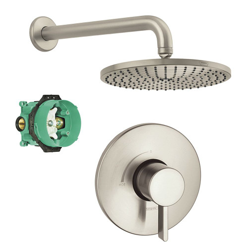 Hansgrohe KS04233-27474BN Raindance Downpour Air 10-in Showerhead Kit with PBV Trim and Rough-in in Brushed Nickel