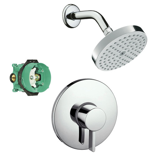 Hansgrohe KS04233-27486PC Raindance S 150 Air 1-Jet Showerhead Kit with PBV Trim and Rough-in in Chrome